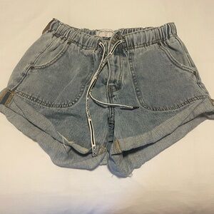 One Teaspoon Blue Jean Shorts Distressed Cuffed